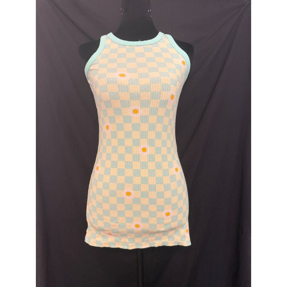 #264 - Girl's Medium Green Checkered Daisy Swim Coverup Old Navy